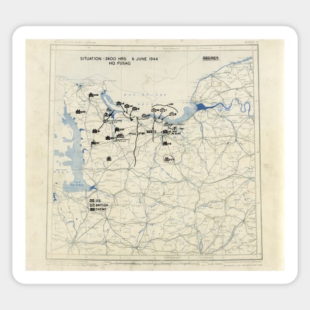 Normandy campaign map, 1944 (C026/8911) Sticker by SciencePhoto